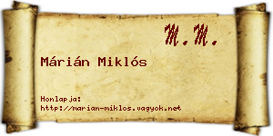 Márián Miklós névjegykártya